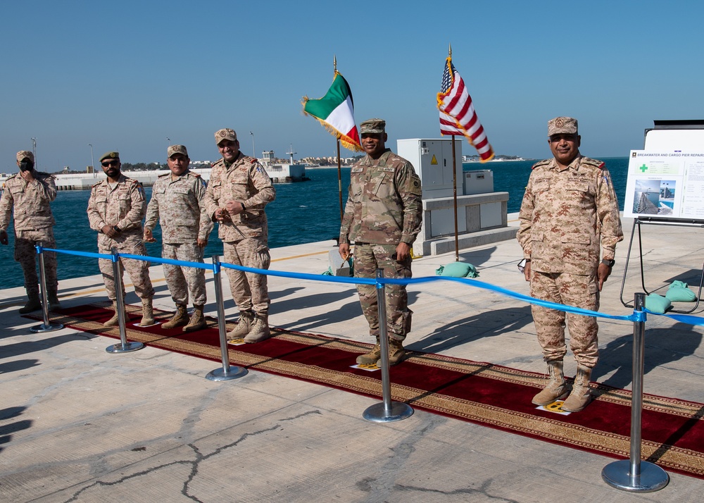 USACE commanding general and officials cut the ceremonial ribbon to open Kuwaiti Navy pier