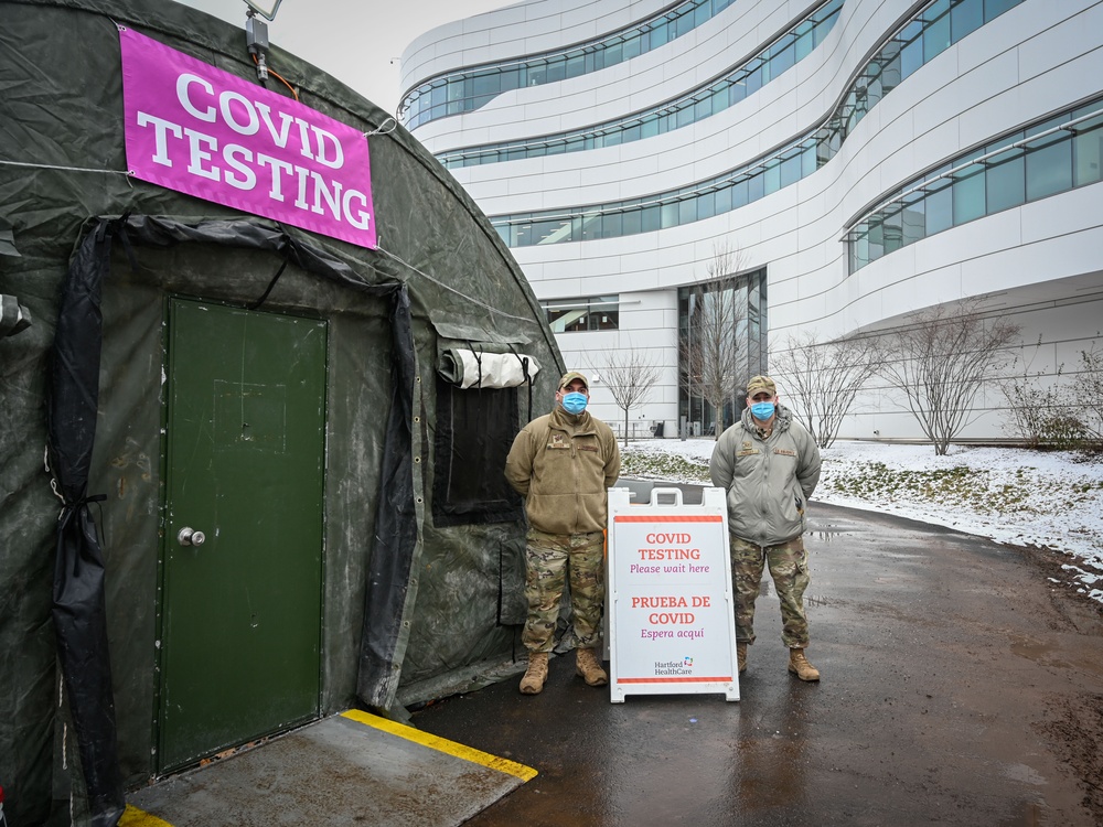 Connecticut National Guard supports COVID-19 testing at Hartford Hospital