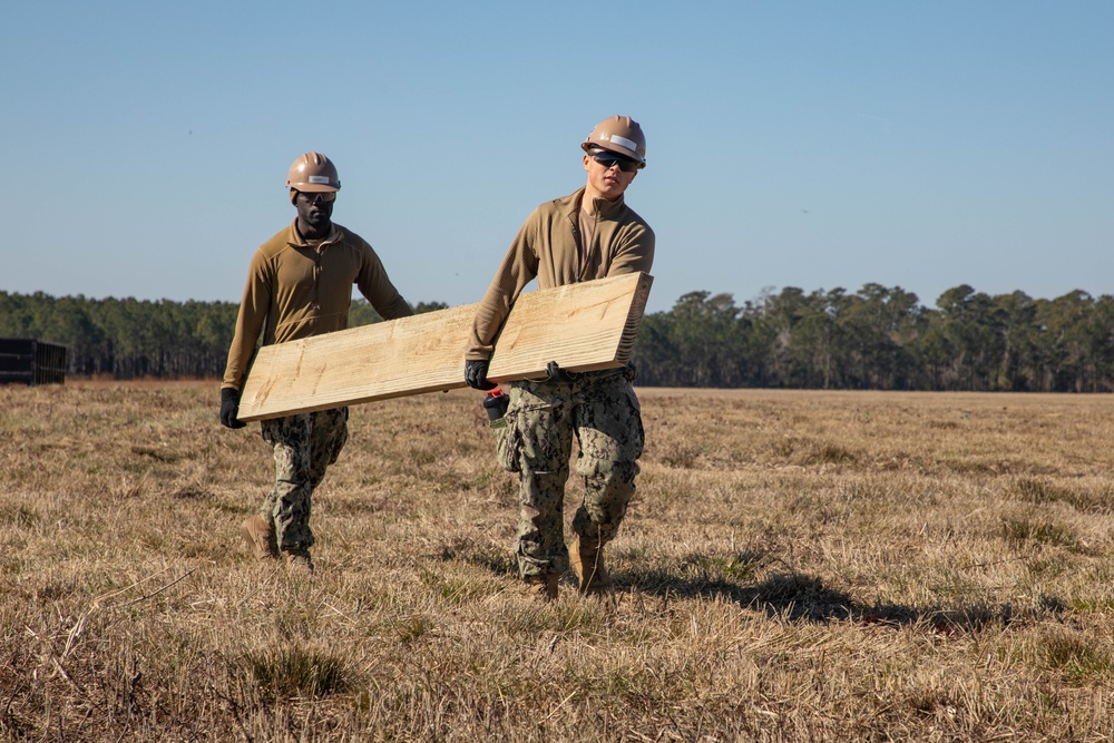 Marine Engineers and Navy Seabees establish construction site during Winter Pioneer 2022
