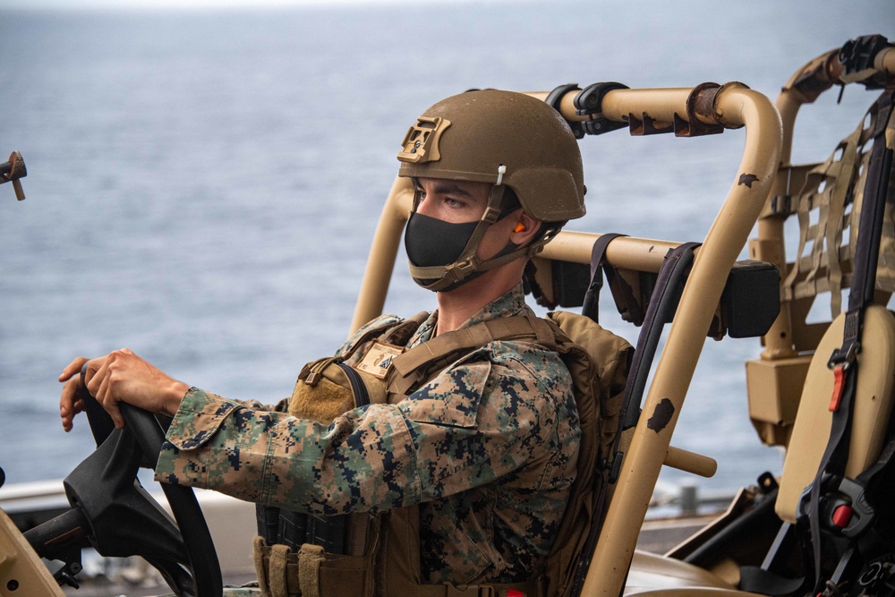 31st Marine Expeditionary Unit Conduct UTV Training on USS America (LHA 6)