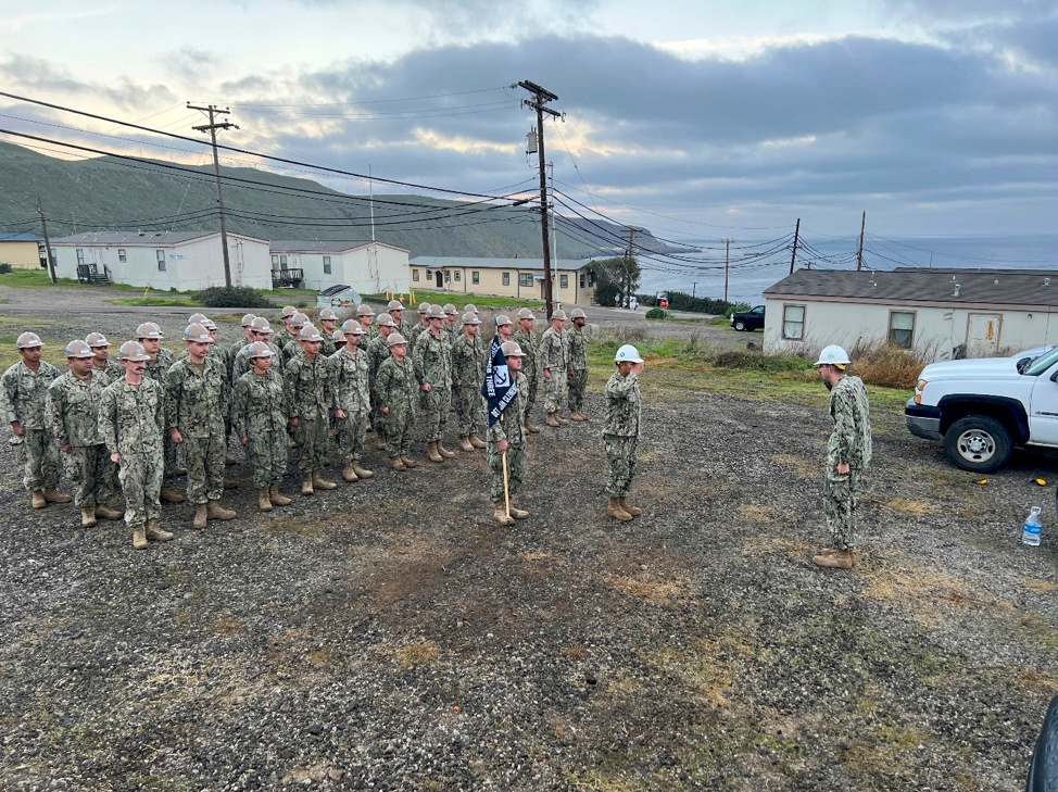 NMCB THREE and ACB-1 Seabees form up as Detail San Clemente Island