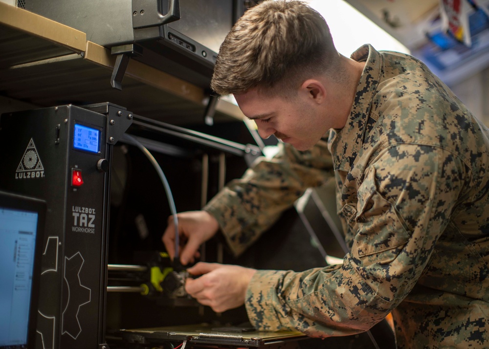 3D printing aboard USS Essex (LHD 2) during Noble Fusion