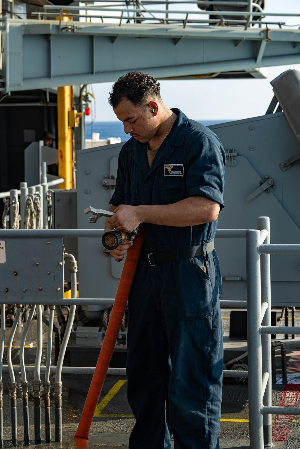 USS Carl Vinson (CVN70) Sailors Conduct Firehose Tests