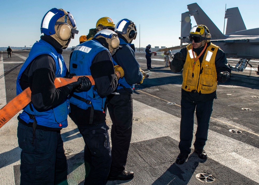 GHWB Sailors Practice Firefighting