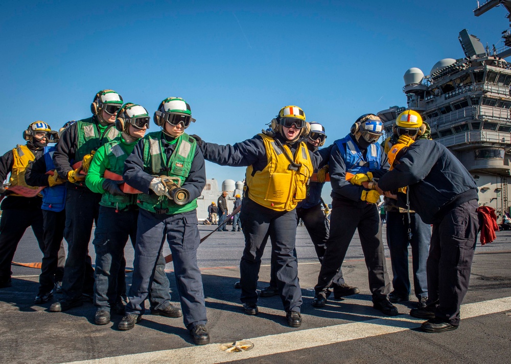 GHWB Sailors Conduct a Mass Casualty Drill