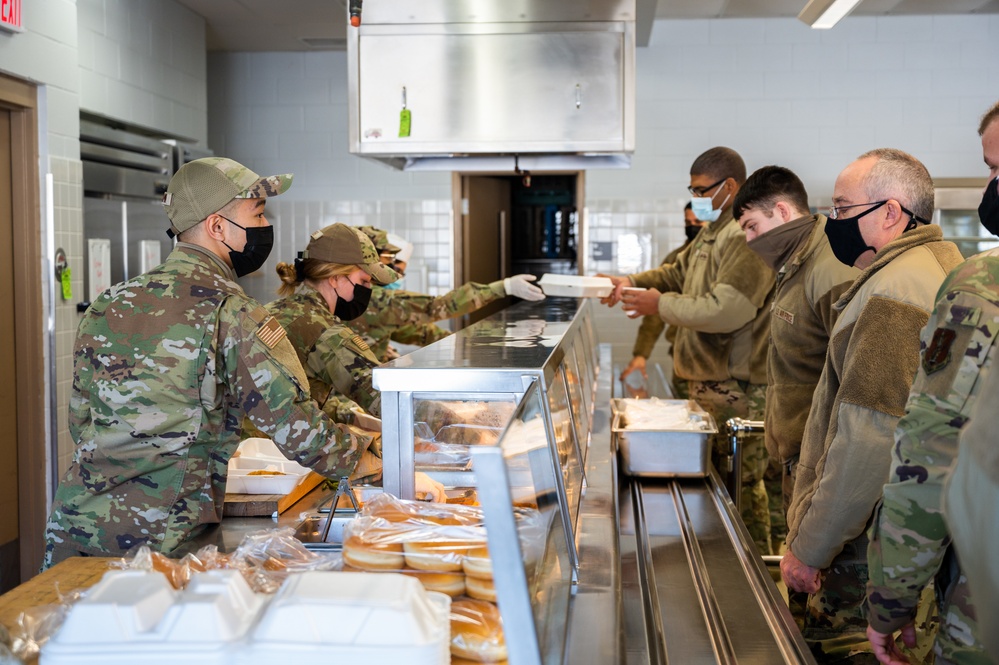 Serving warm meals on a snowy day