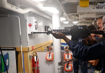 USS Lake Champlain (CG 57) Conducts Small Arms Familiarization Course