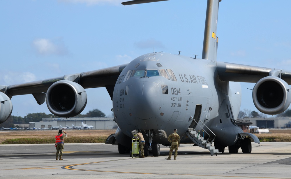JB Charleston C-17s Take-off to Support NATO Allies in Ukraine