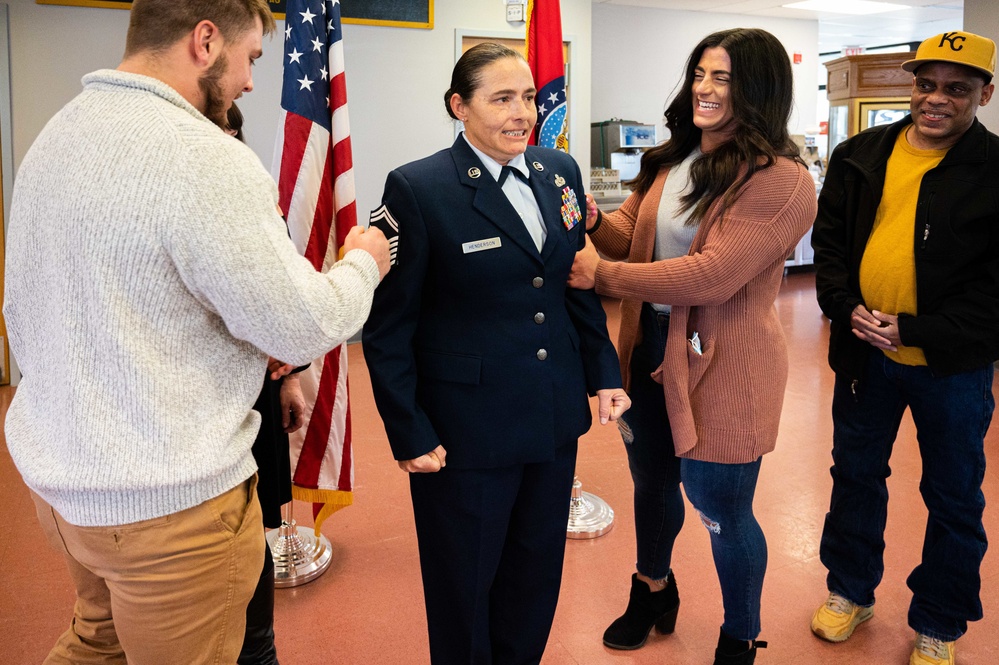 U.S. Air Force Master Sgt. Lynn Henderson Gets Promoted