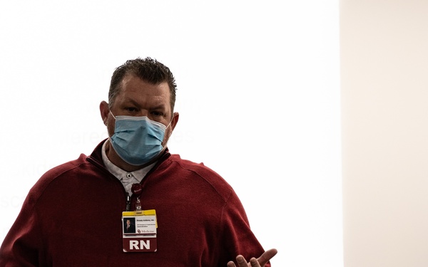 Soldiers attend brief at OU Health University of Oklahoma Medical Center