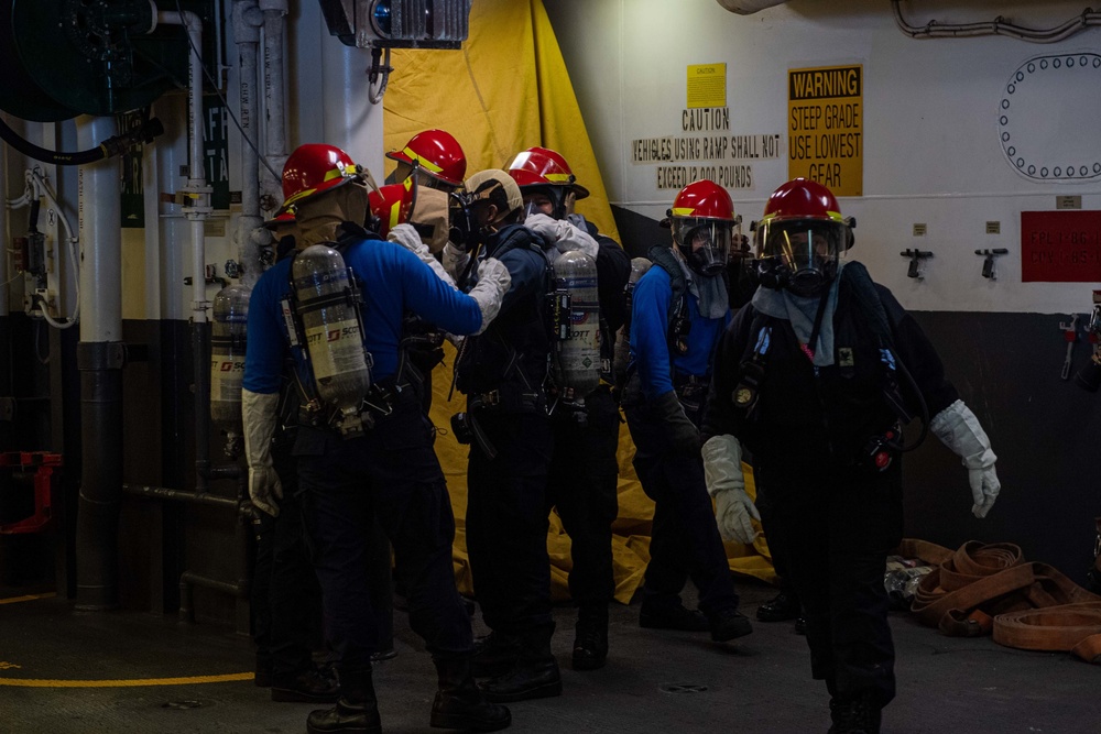 USS America (LHA 6) Conducts General Quarters Drill