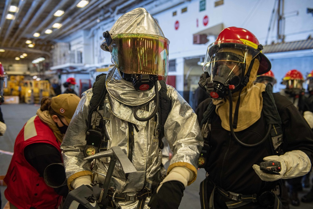 USS America (LHA 6) Conduct General Quarters Drill