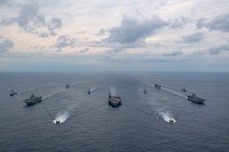 USS America (LHA 6) Steams in Formation During Exercise Noble Fusion