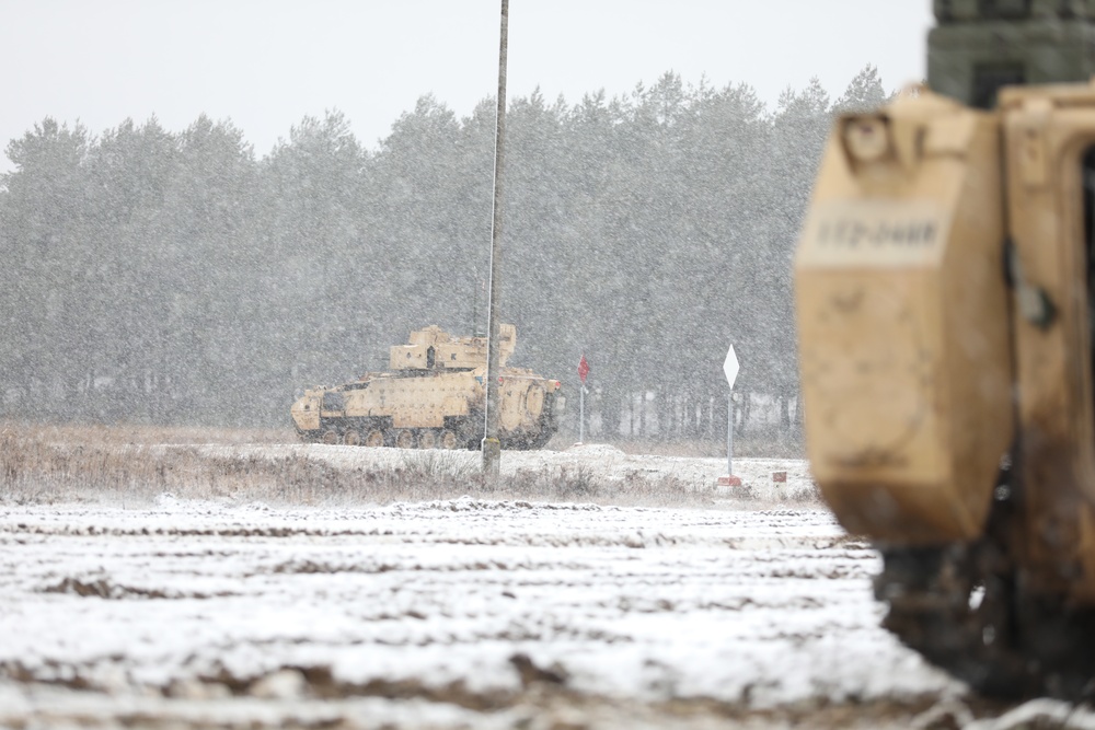 Bradley Fighting Vehicles Train in the Snow at DPTA