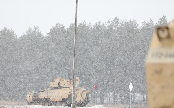 Bradley Fighting Vehicles Train in the Snow at DPTA