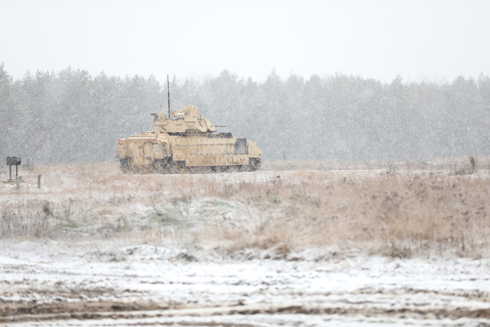 Bradley Fighting Vehicles Train in the Snow at DPTA