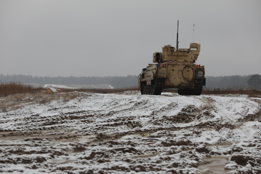 Bradley Fighting Vehicles Train in the Snow at DPTA