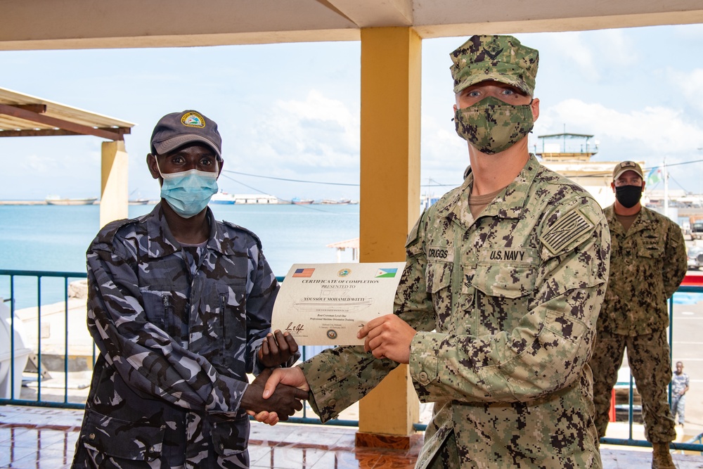 Djiboutian Navy Recruits Graduate MSRON-10's Basic Seamanship Course