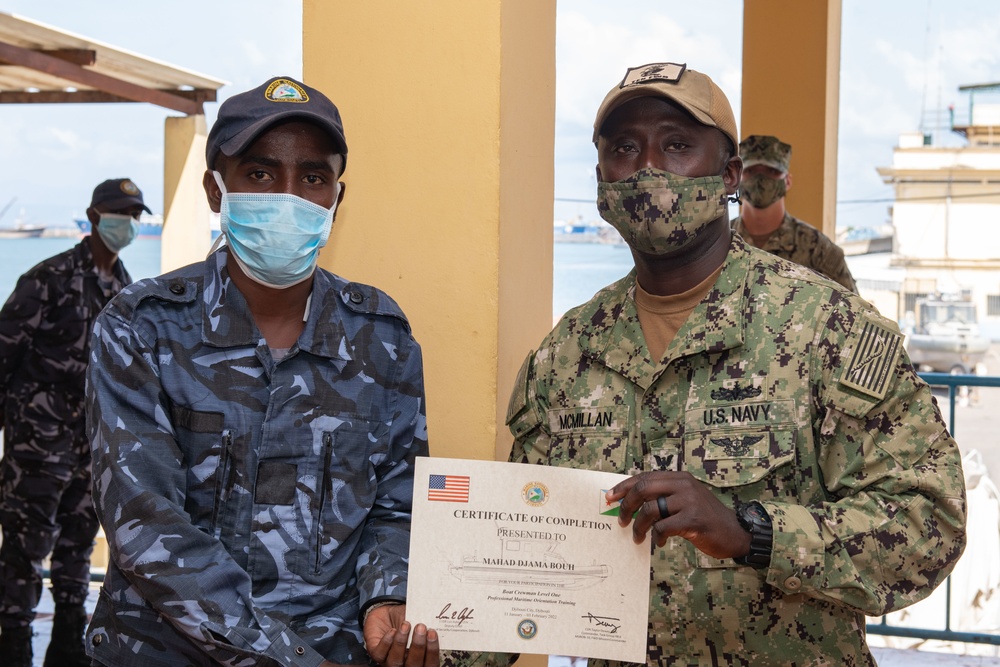 Djiboutian Navy Recruits Graduate MSRON-10's Basic Seamanship Course