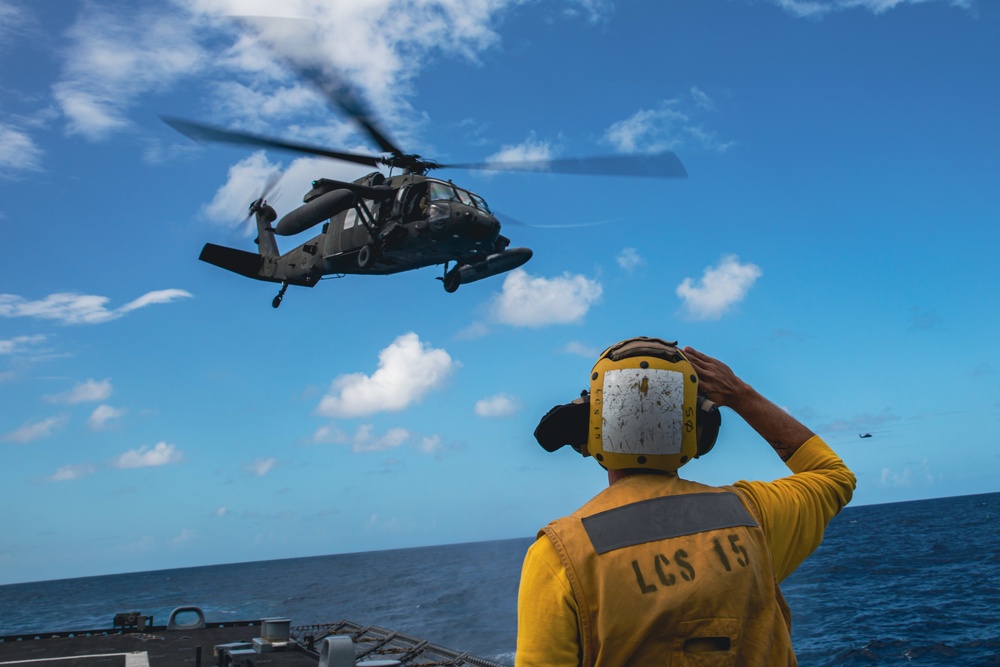 USS Billings Conducts DLQs with JTF-B Army UH-60 Black Hawks