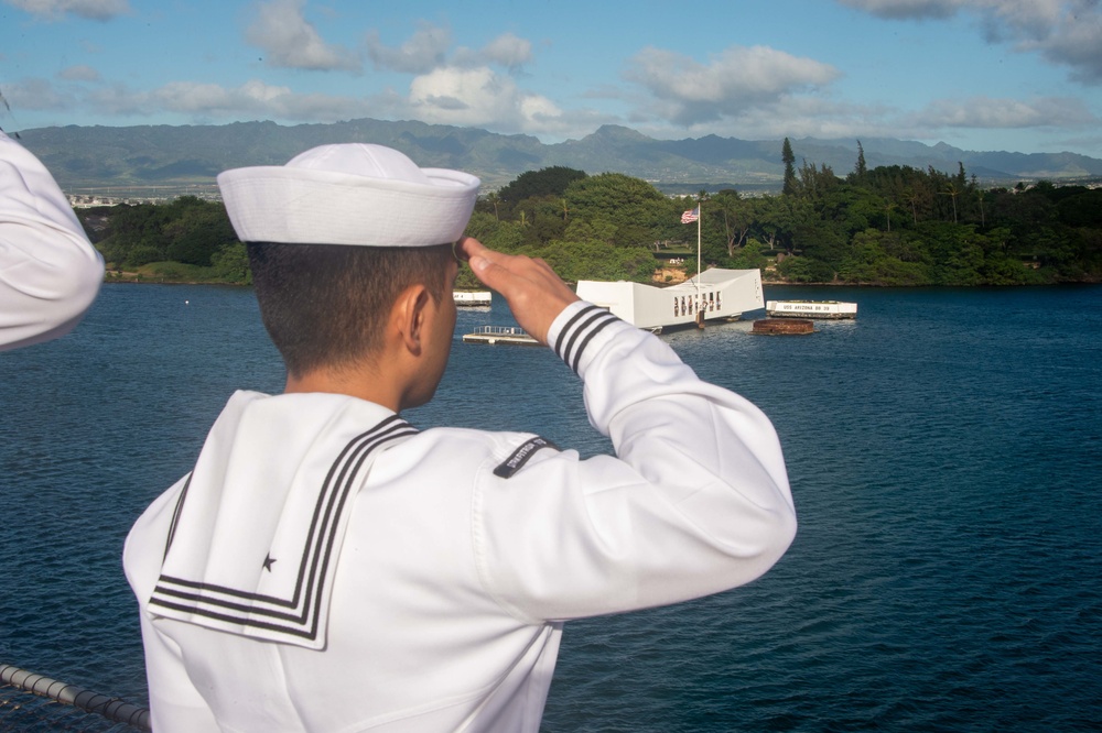 USS Carl Vinson (CVN 70) Sailors Conduct A Manning The Rails Ceremony
