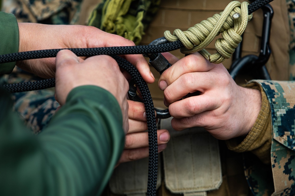 DVIDS - Images - Marine engineers and Navy Seabees construct a one rope  bridge during Winter Pioneer 22 [Image 3 of 14]