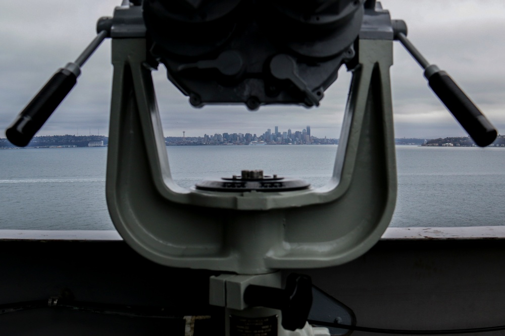 Skyline of Seattle from USS Nimitz (CVN 68)