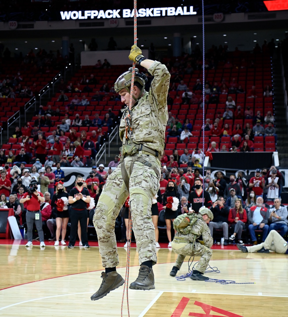 Green Berets Deliver Game Ball at NC State Game