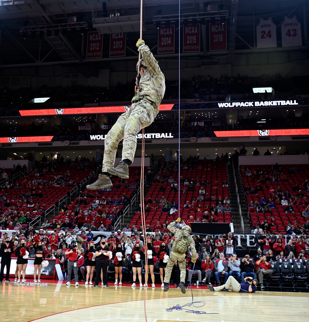 Green Berets Deliver Game Ball at NC State Game