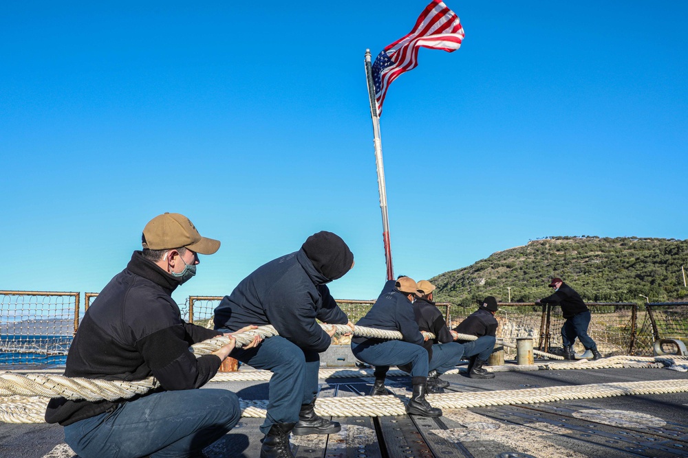 Gravely is deployed with the Harry S. Truman Carrier Strike Group on a scheduled deployment in the U.S. Sixth Fleet area of operations.