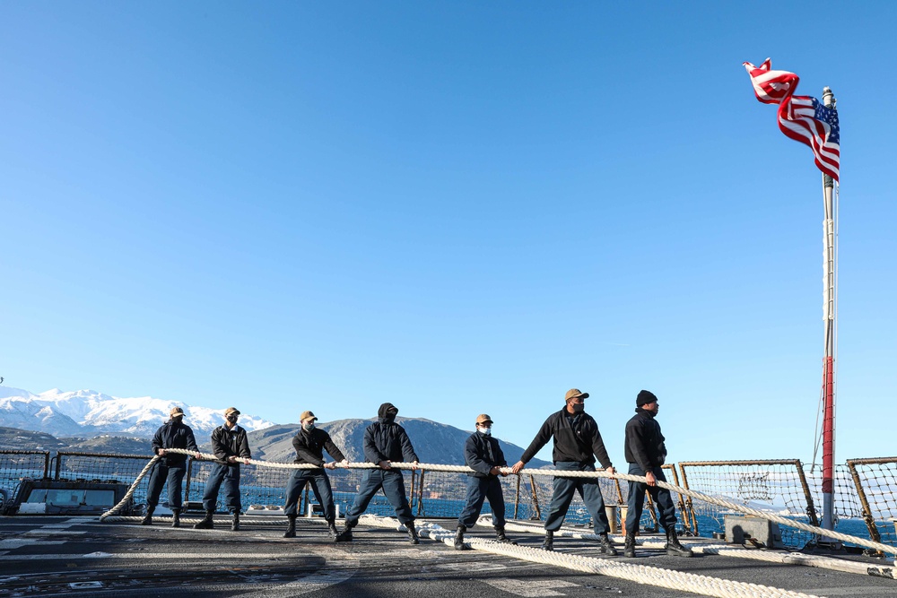 Gravely is deployed with the Harry S. Truman Carrier Strike Group on a scheduled deployment in the U.S. Sixth Fleet area of operations.