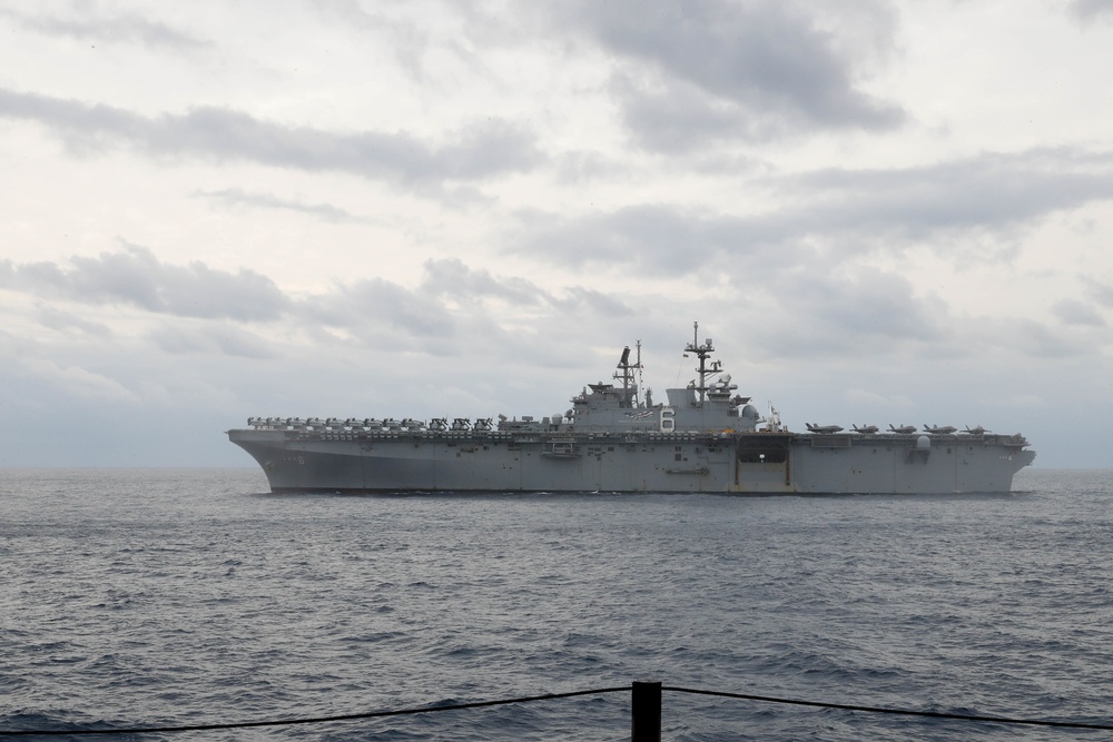 Abraham Lincoln sails in formation during exercise Noble Fusion