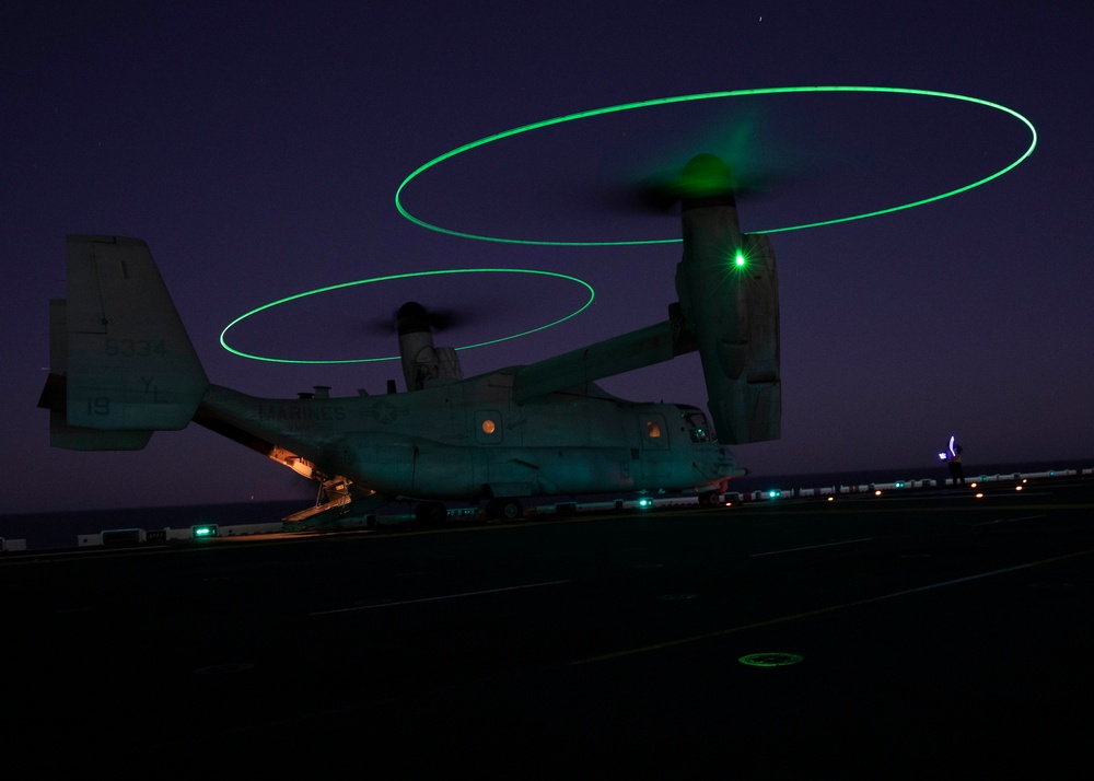 Makin Island Flight Operations at Night