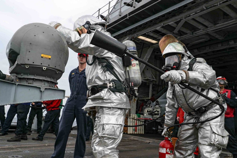 Mobile Bay Sailors conduct damage control drill