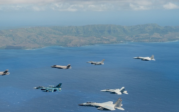 Fighter jets fly in formation for Cope North 22