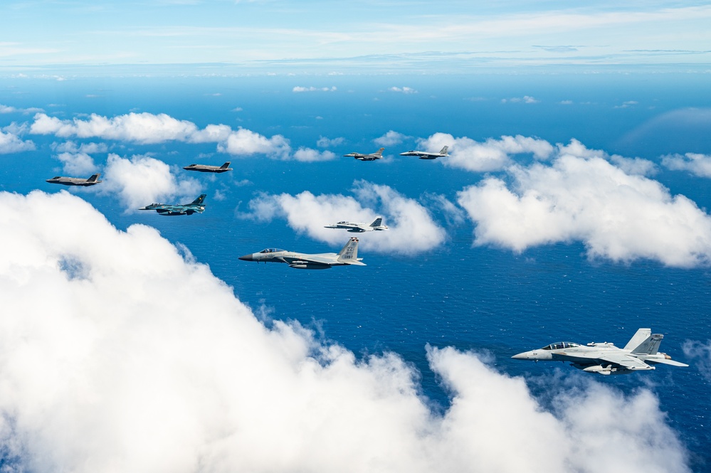 Fighter jets fly in formation for Cope North 22