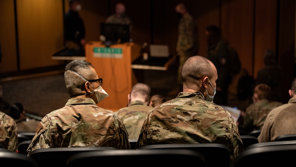 Airmen attend brief at INTEGRIS Baptist Medical Center