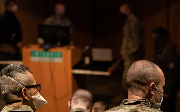 Airmen attend brief at INTEGRIS Baptist Medical Center