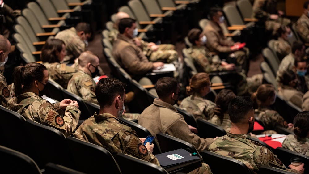 Airmen attend brief at INTEGRIS Baptist Medical Center