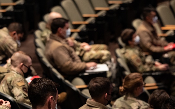 Airmen attend brief at INTEGRIS Baptist Medical Center