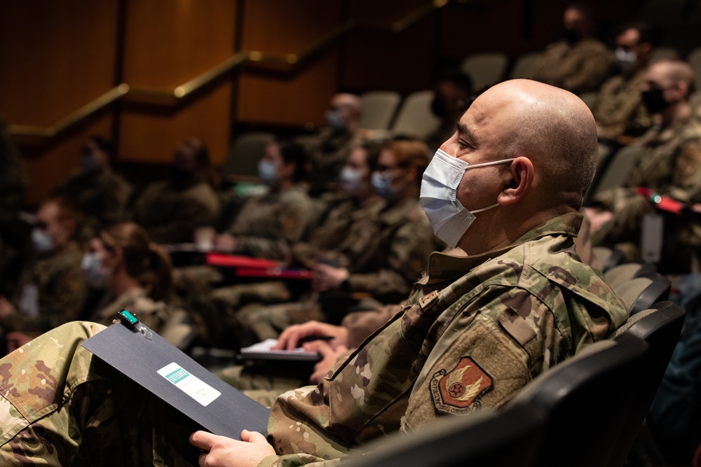 Airmen attend brief at INTEGRIS Baptist Medical Center