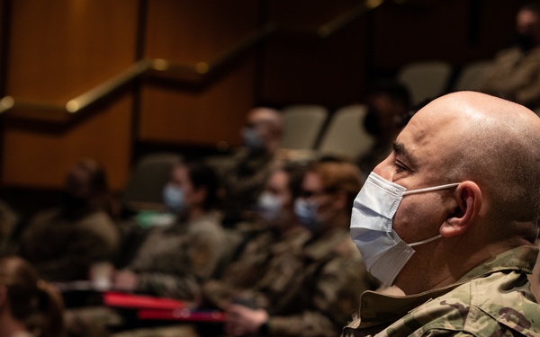 Airmen attend brief at INTEGRIS Baptist Medical Center