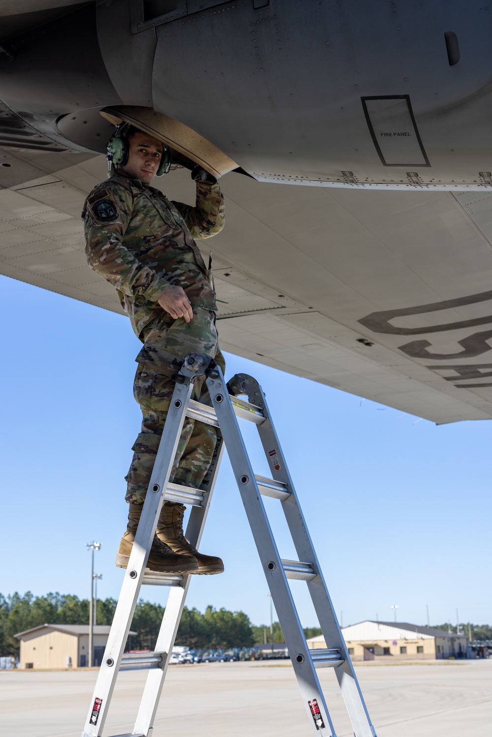 C130J Crew Chief Maintains Aircraft