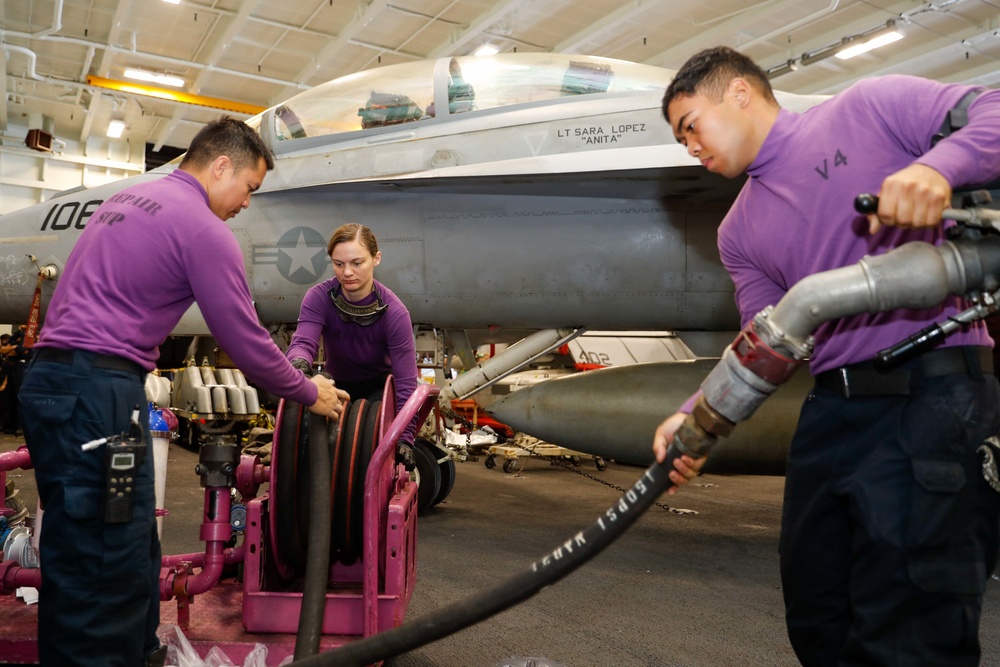 Abraham Lincoln Sailors prepare for flight operations