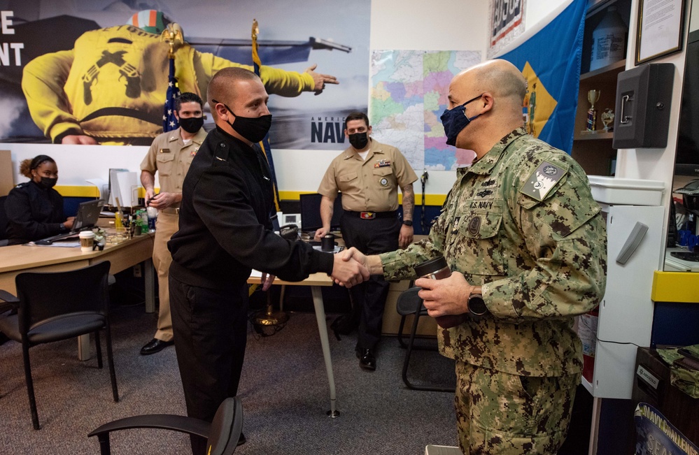 MCPON Russell Smith visits with Sailors at Navy Recruiting Station Dover
