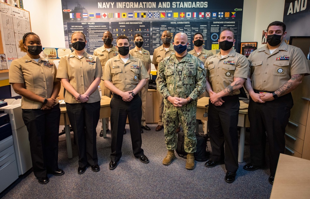 MCPON Russell Smith visits with Sailors at Navy Recruiting Station Dover