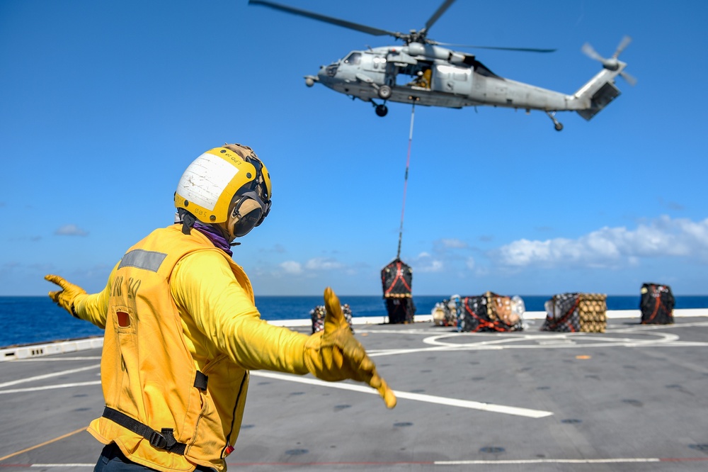 USS Green Bay (LPD 20) Conducts a Replenishment-At-Sea