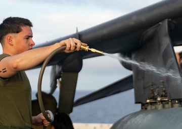 VMA-214, 11th MEU conducts routine corrosion prevention cleaning aboard USS Essex (LHD 2)