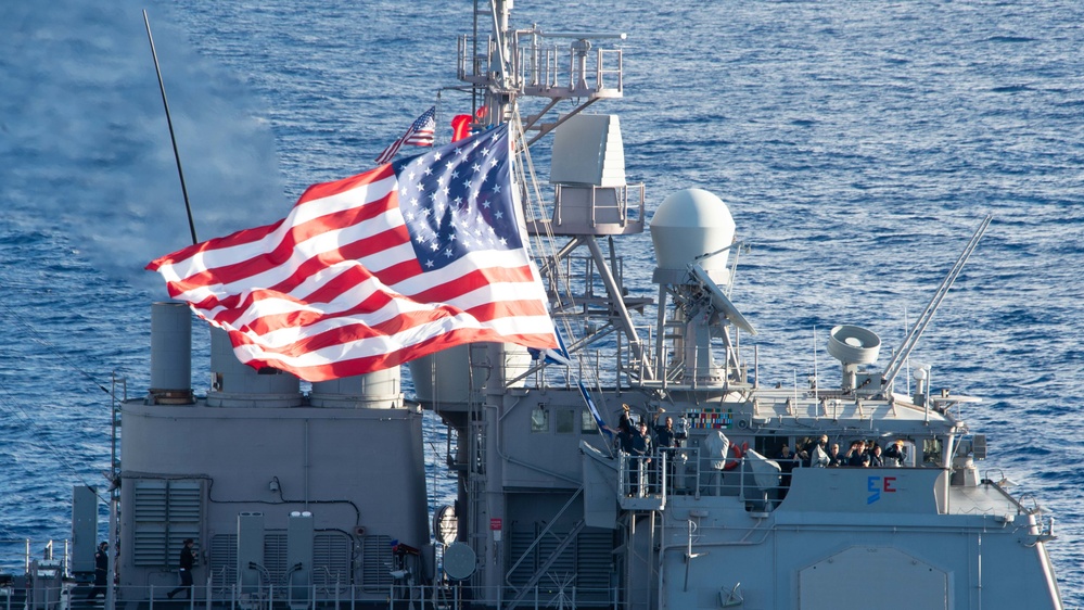 USS Carl Vinson (CVN 70) Observes Live-Fire Exercise with USS Lake Champlain (CG 57)