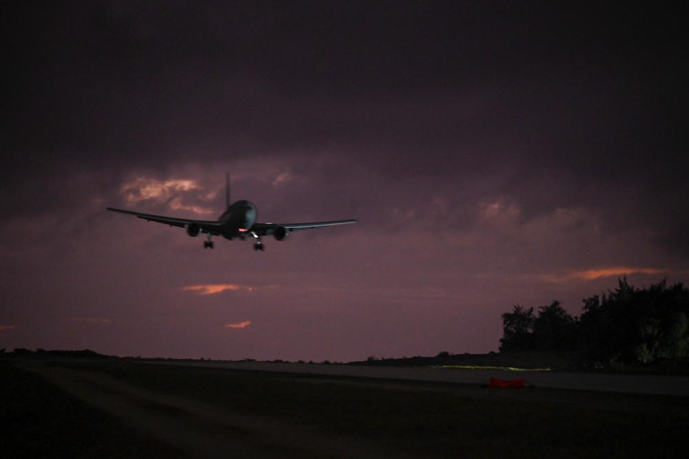 KC-46 conducts night operations on North West Field